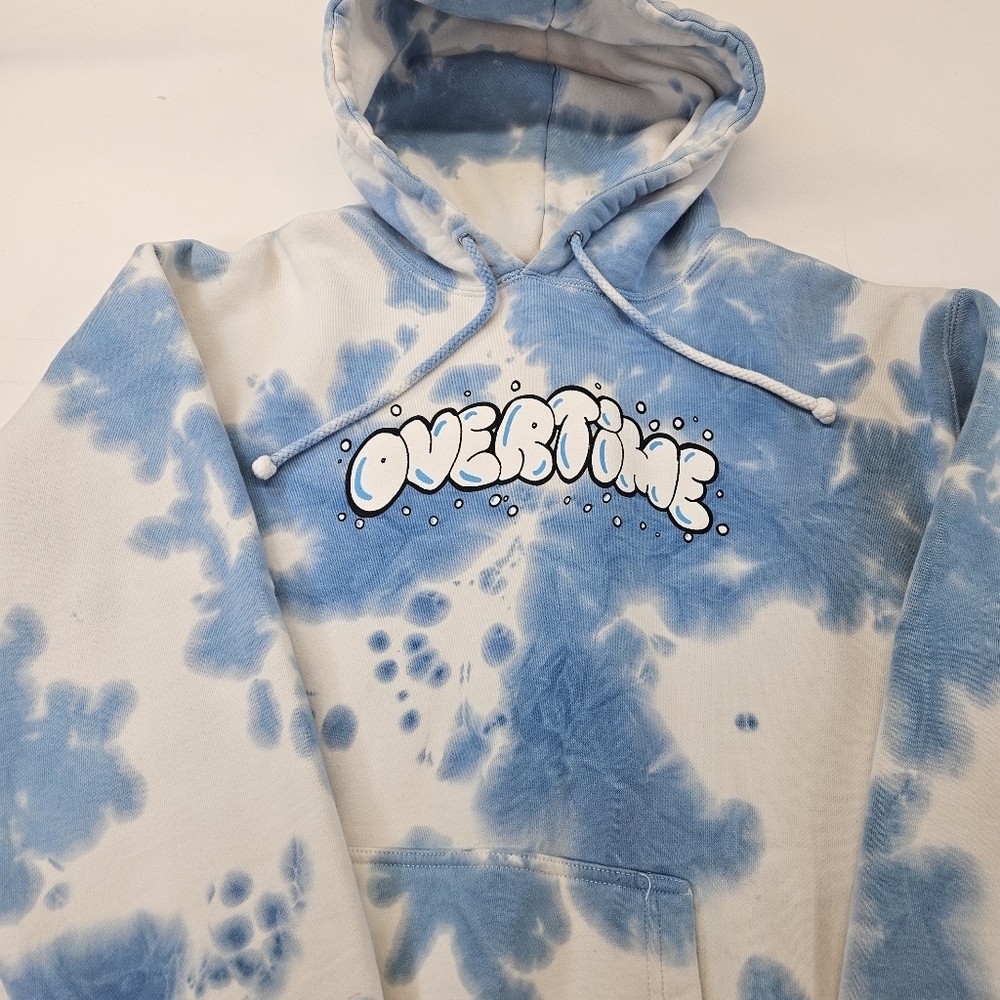Overtime Elite Tie Dye Hoodie Sweatshirt Bubble Clouds Mens Large Distressed